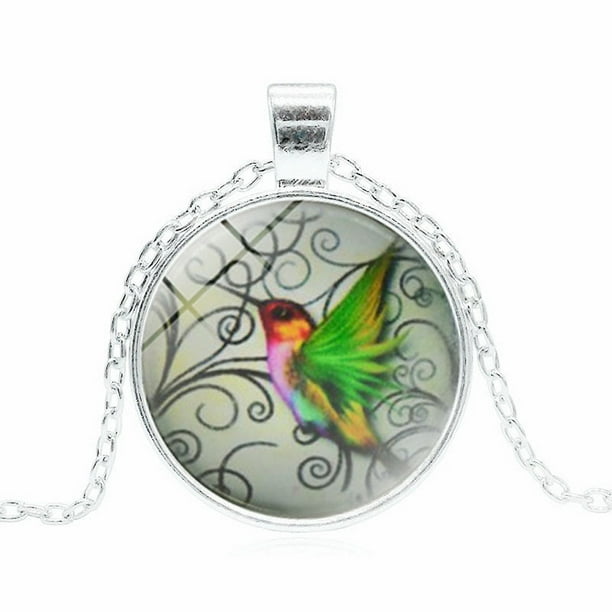 Hummingbird Jewelry Includes 18 Chain Bird Art Hummingbird Jewelry Charm Pendant Necklace Blue Hummingbird 20mm Necklace